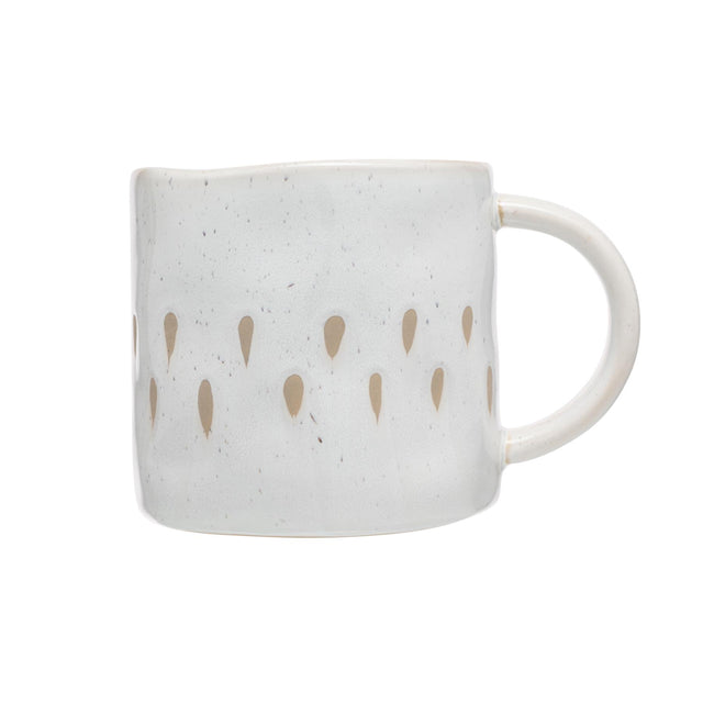 Organic Shaped Large Teardrop Mug in Cream Glaze Side Facing