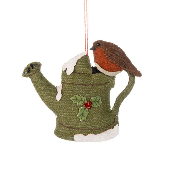 Felt Fabric Watering Can & Robin Hanging Decoration