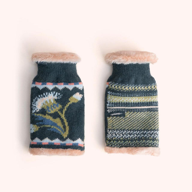 Navy Thistle Wrist Warmers