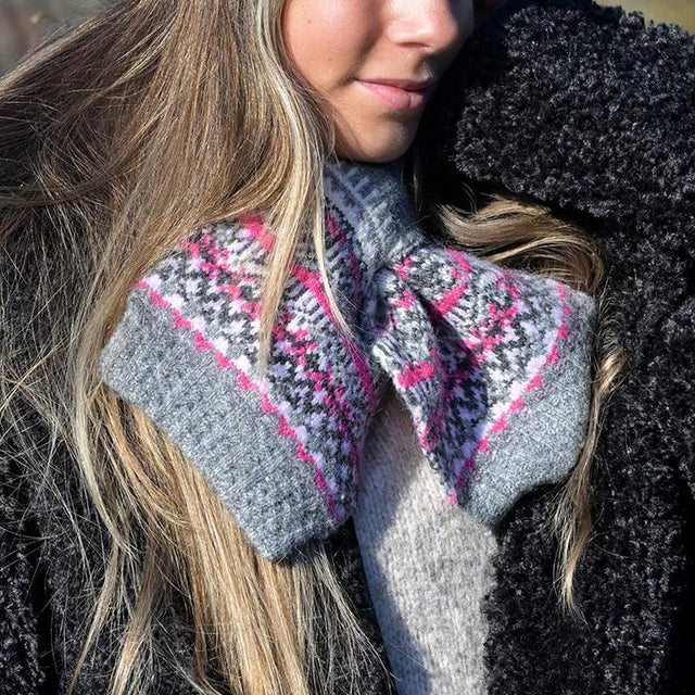 Grey Mix Fairisle Pull Through Scarf