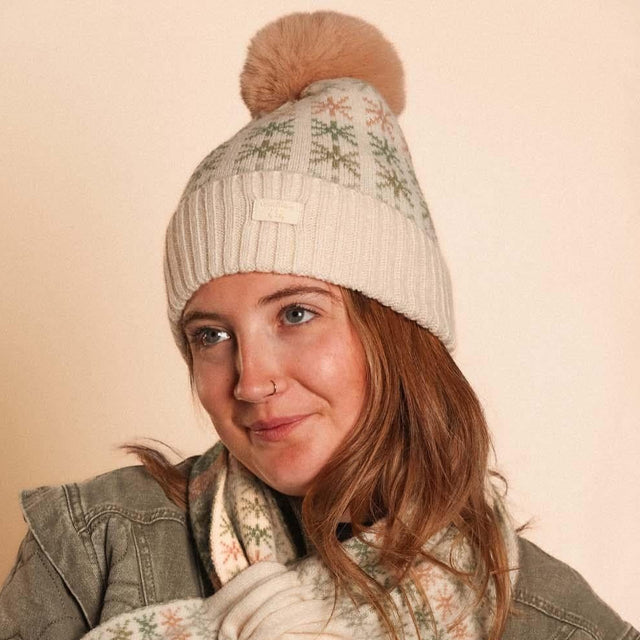 Green Stars Pom Pom Hat
