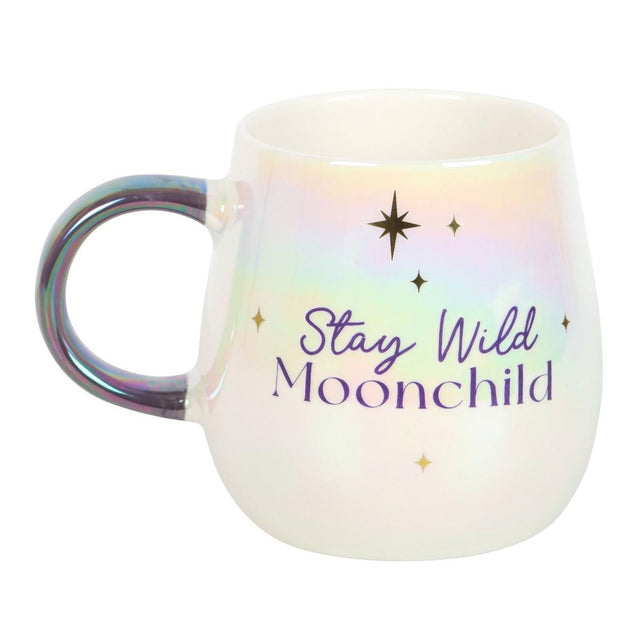 Stay Wild Moon Child Iridescent Celestial Mug Close Up