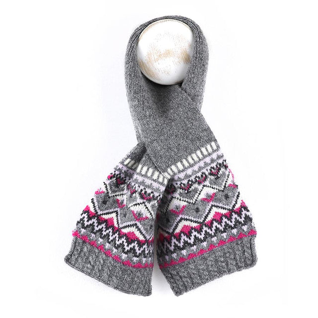 Grey Mix Fairisle Pull Through Scarf