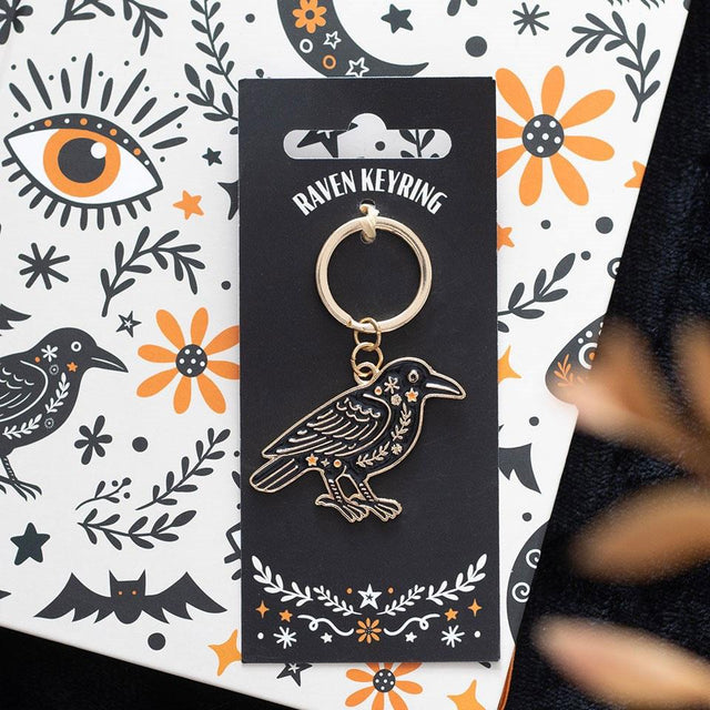 Folk Raven Alloy and Enamel Keyring