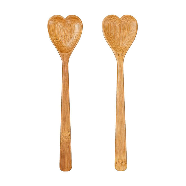 Heart Bamboo Salad Serving Spoons