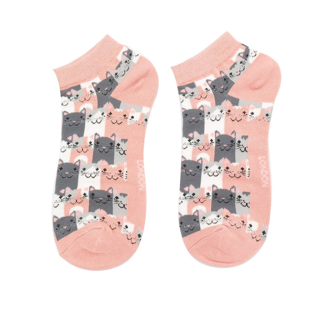 Happy Cats Dusky Pink Women's Trainer Socks