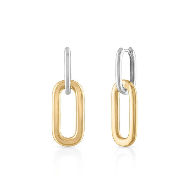 Gold Trip Two Tone Convertible Oval Link Earrings Close Up