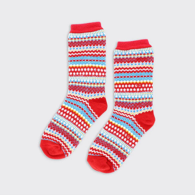 Red Brooke Fairisle Cabin Women's Socks