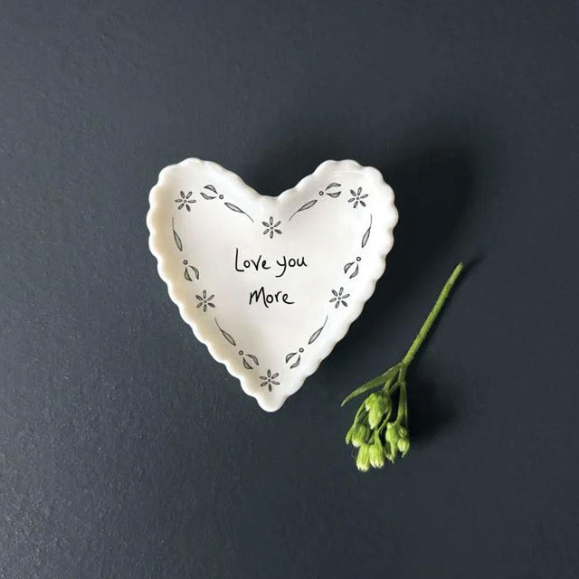 Love You More Small Scallop Porcelain Heart Dish