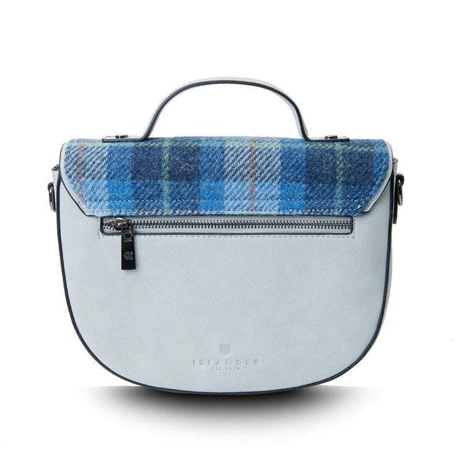 Islander Harris Tweed Mini Cobble Satchel in Blue Tartan Back Facing