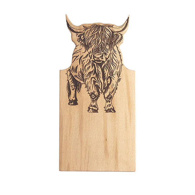 Highland Cow Framed Beech Wood Small Serving Board