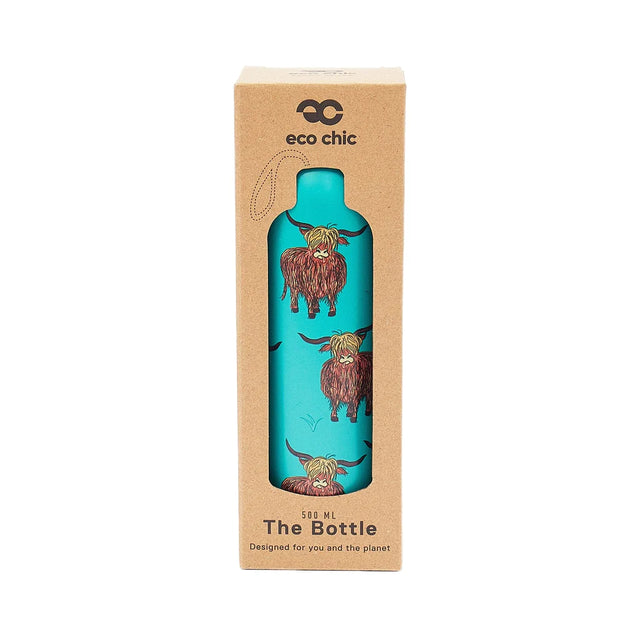 Teal Green Highland Cow Thermal Water Bottle