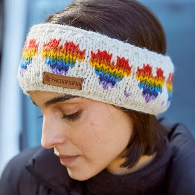 Pachamama Rainbow Heart Pattern Oatmeal Beige Headband