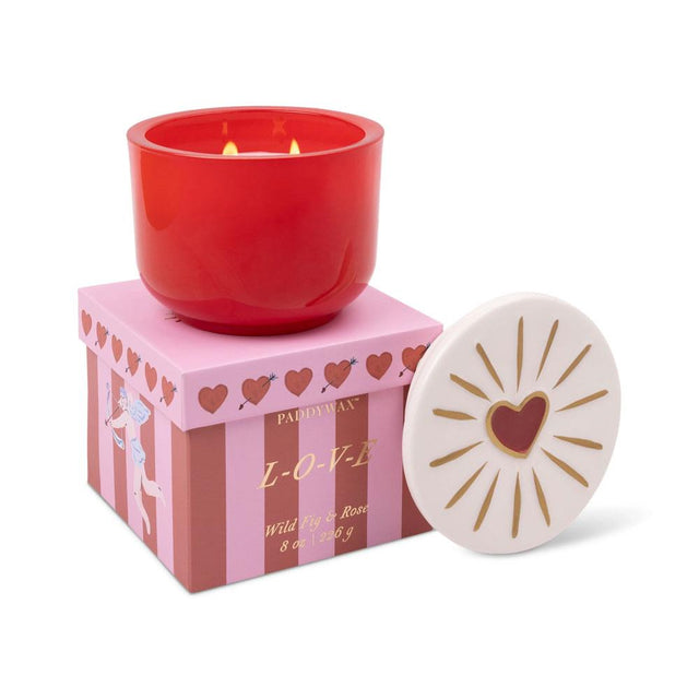 Love Glass Candle with Heart Ceramic  Lid