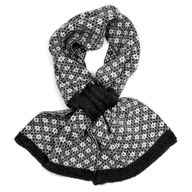 Black Retro Scandi Floral Pull Through Scarf