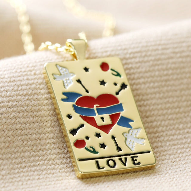 Gold Love Tarot Card Necklace - valentines for her