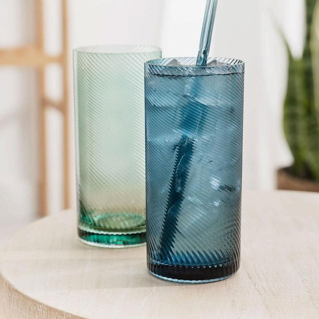 Blue Twist Highball Glasses Set