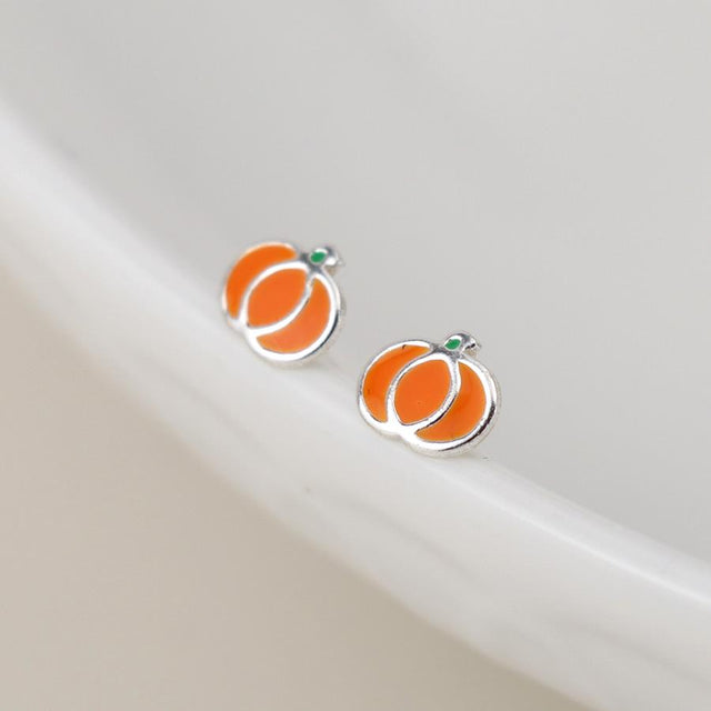 Silver Pumpkin Stud Earrings
