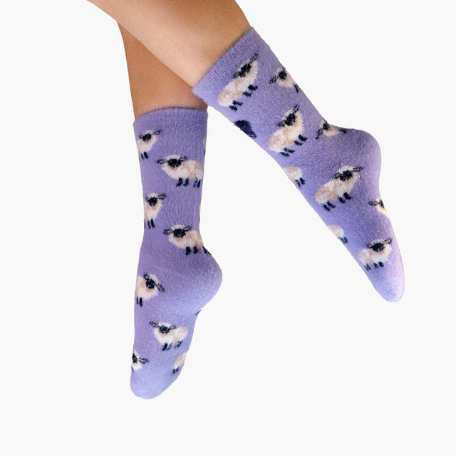 Purple Sheep Fuzzy Women's Socks