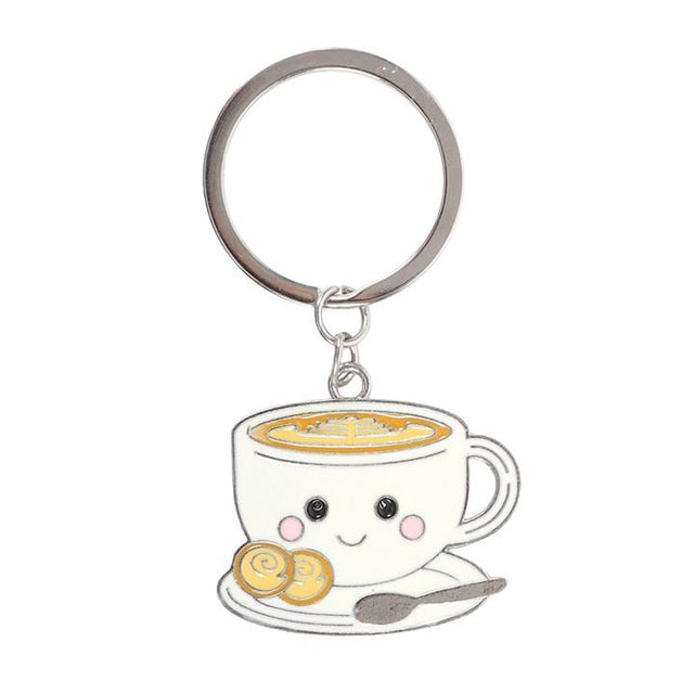 Kawaii Espresso Latte Keyring Close Up