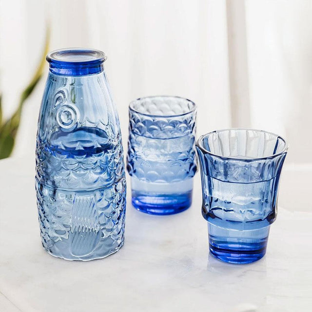 Blue Stacking Fish Glasses - Set of 4