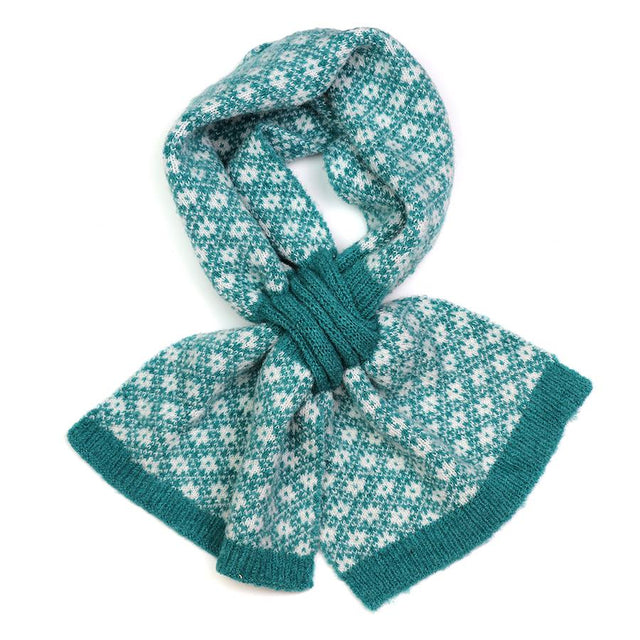 Pom Boutique Jade Green Scandi Floral Pull Through Scarf