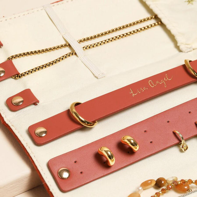 Rust Celestial Embroidered Velvet Jewellery Roll