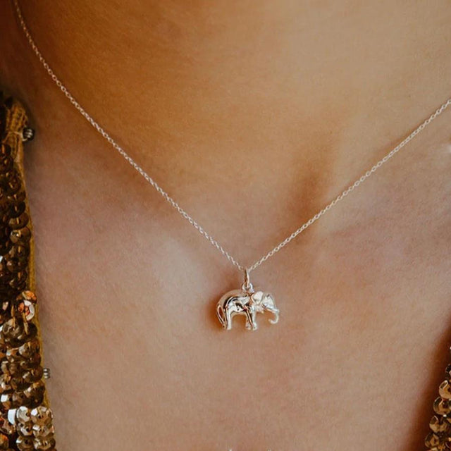 Elephant Pendant Necklace in Silver