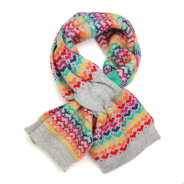 Pom Boutique Rainbow Hearts Wool Blend Pull Through Scarf