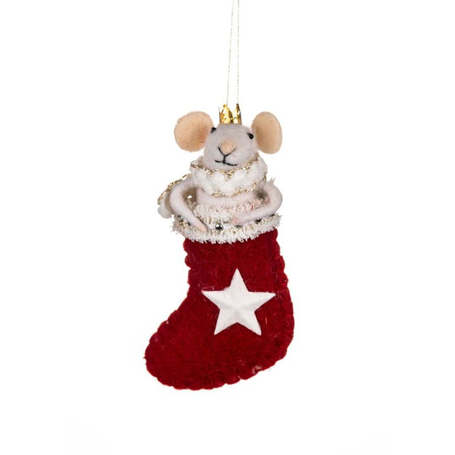 Stocking Mouse Felt Hanging Decoration