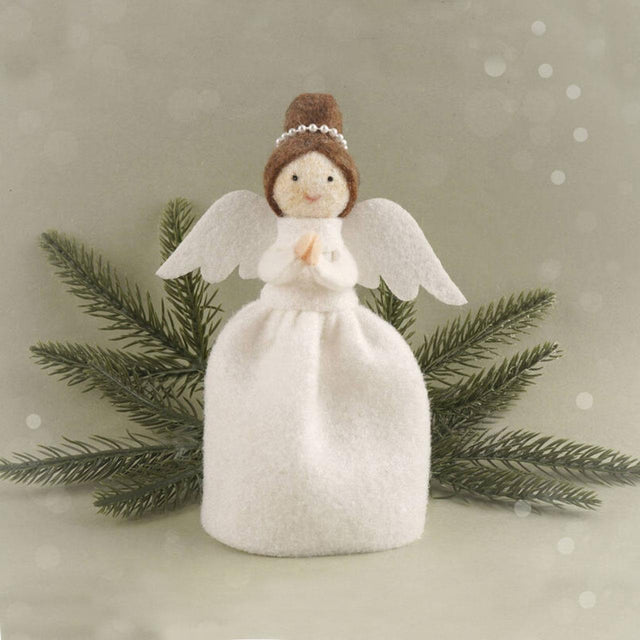 Christmas Dark Haired Angel Felt Tree Topper