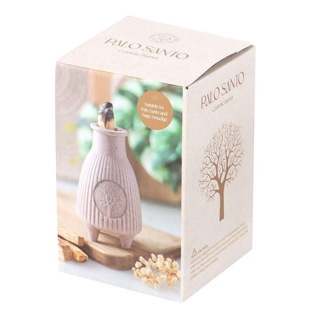 Greige Ribbed Palo Santo Sacred Wood Stick Burner