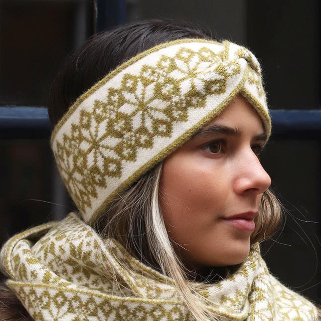 Olive & Cream Mix Scandi Star Flower Headband