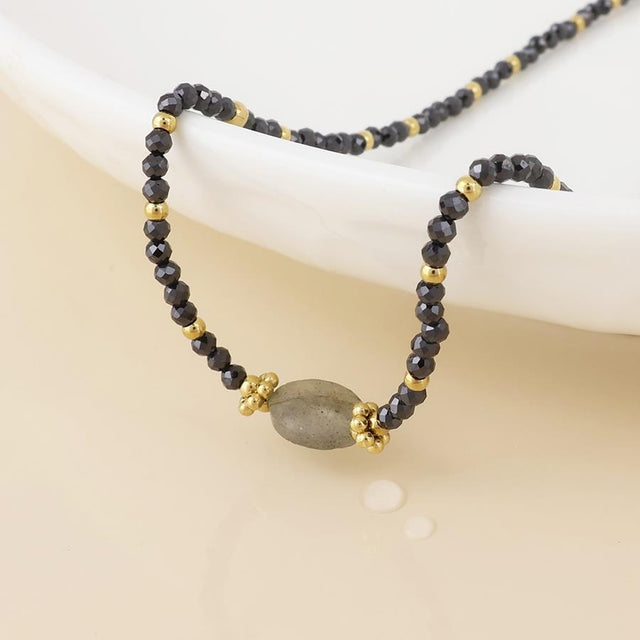 Gold and Black Beaded Necklace