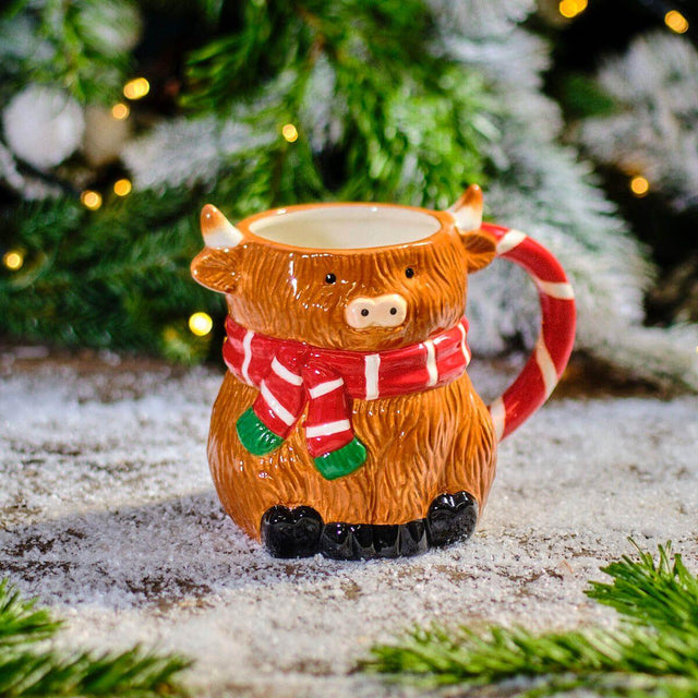 Highland Cow with Scarf Ceramic Mug