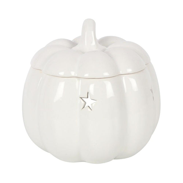 White Ceramic Autumn Pumpkin Oil Burner Back Facing