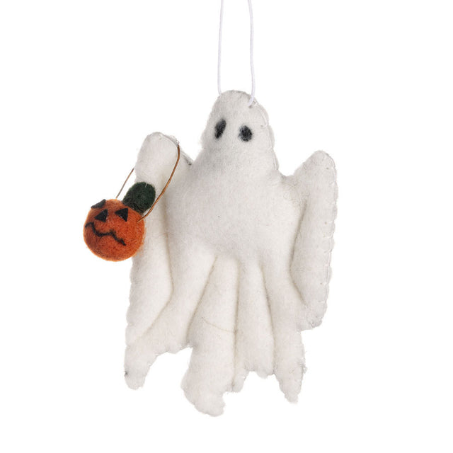 Felt Ghost with Lantern Hanging Decoration