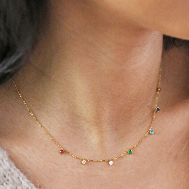 Gold Rainbow Crystals Necklace