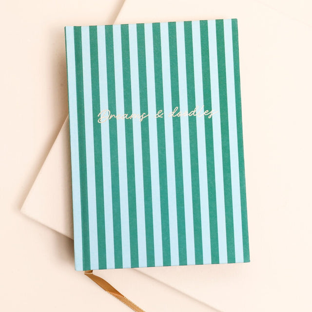 Green Stripe Dreams and Doodles Notebook
