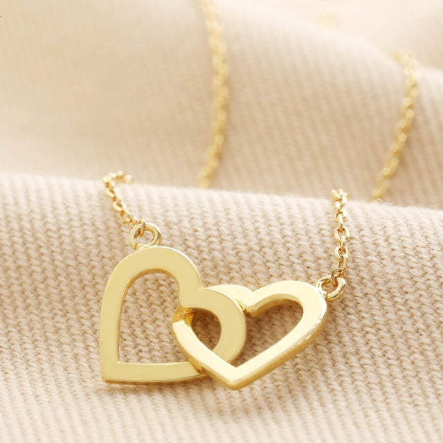 Interlocking Heart Necklace in Gold