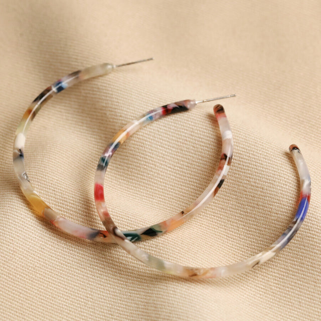 Large Tortoiseshell Rainbow Hoop Earrings