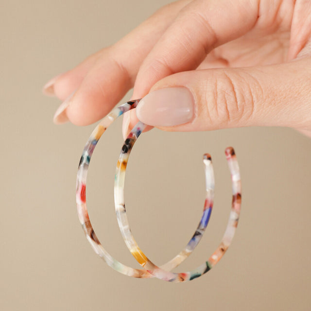 Large Tortoiseshell Rainbow Hoop Earrings