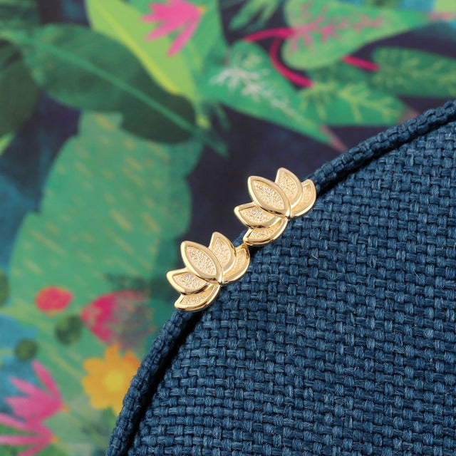 Lotus Flower Tranquility Earrings in Gold Close Up