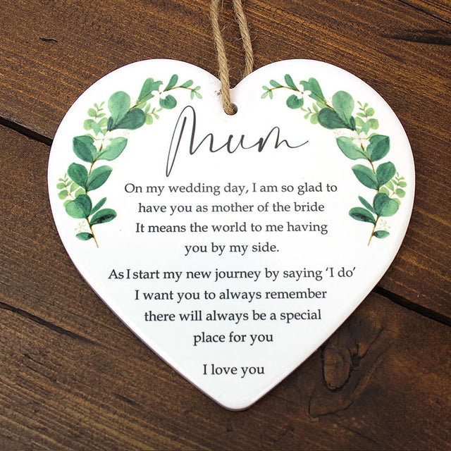 Mum Wedding Ceramic Heart Hanging Decoration