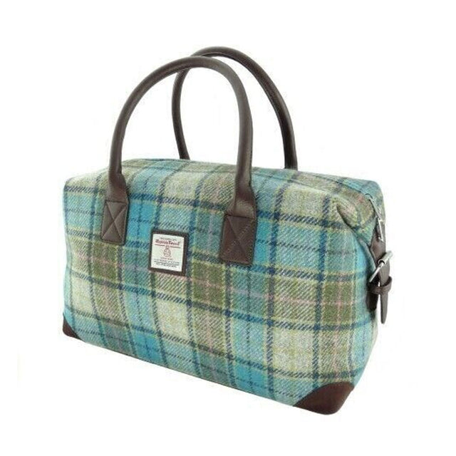 Harris Tweed Esk Overnight Bag in Turquoise Tartan