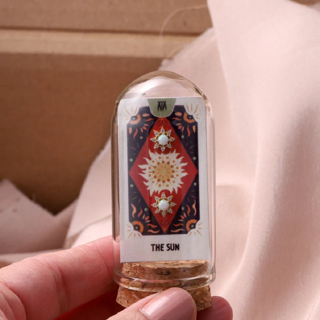 The Sun Opal and Crystal Sun Earrings in Gold