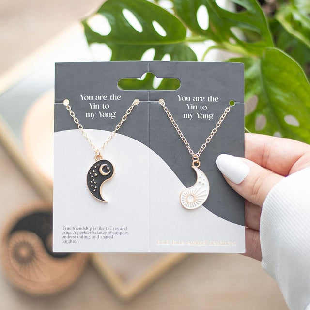 Pair of Yin Yang Best Friend Pendant Necklaces on Card