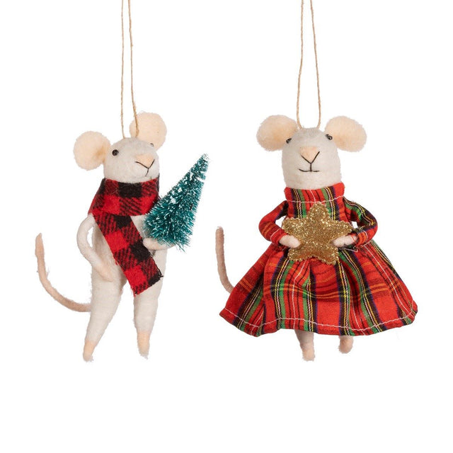 Tartan Mouse Felt Hanging Decoration