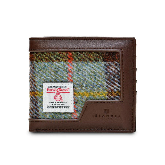 Chestnut and Blue Tartan Harris Tweed Men's Wallet