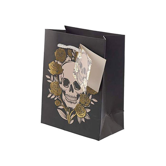 Small Metallic Skulls & Roses Gift Bag